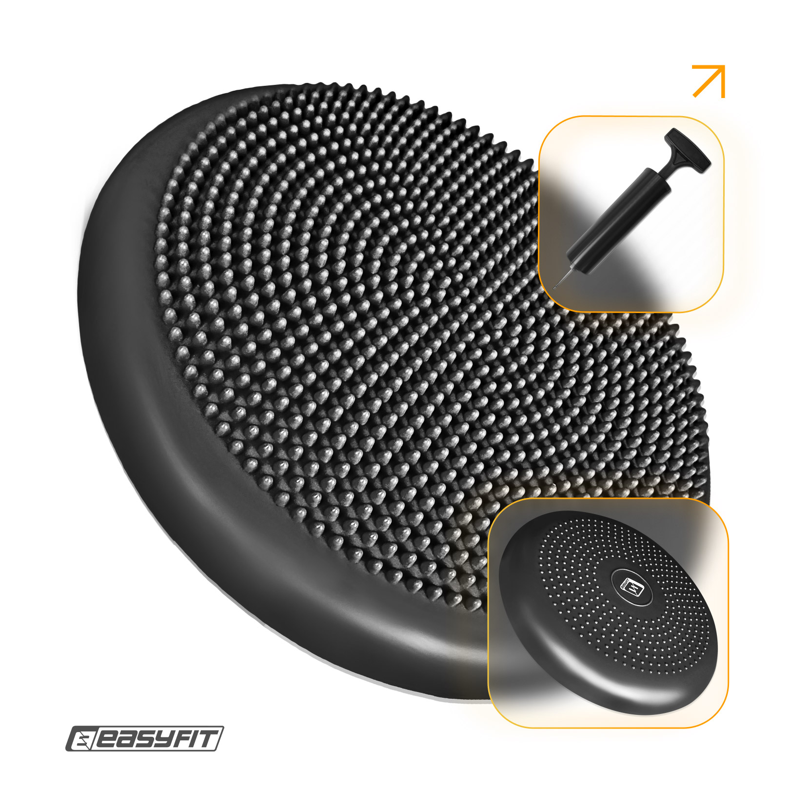 Балансувальна подушка масажна EasyFit Balance Cushion-A чорна + насос