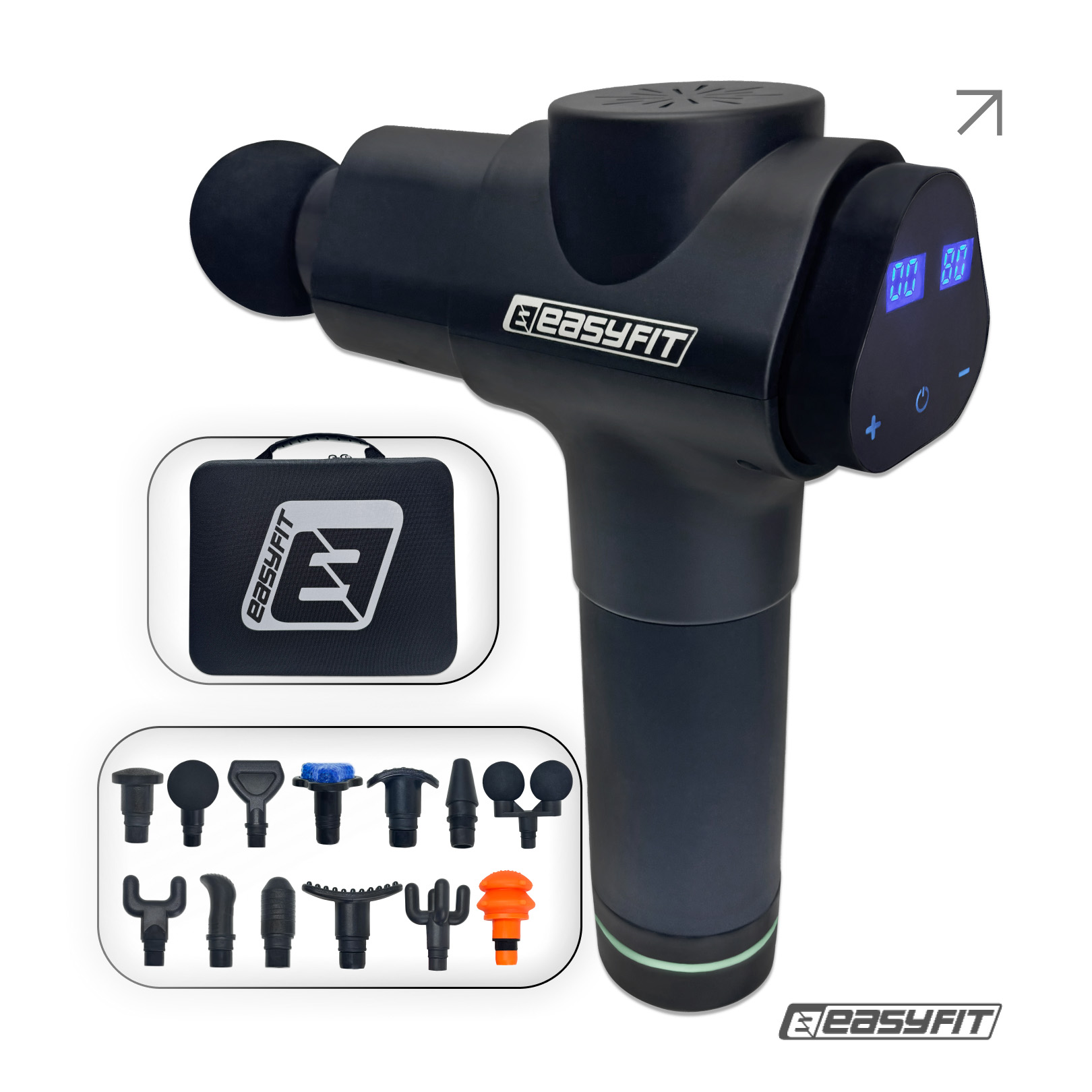 Перкусійний вібромасажер EasyFit UltraGun 13 насадок