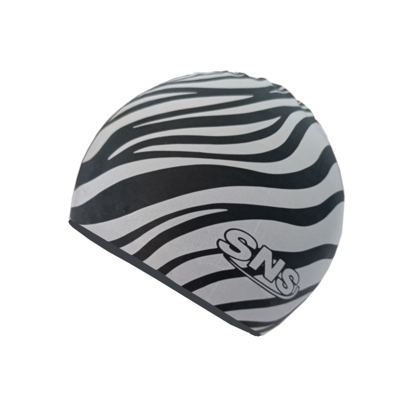 Шапочка для плавання силіконова ZEBRA чорно-біла S25-BM-BK+GY