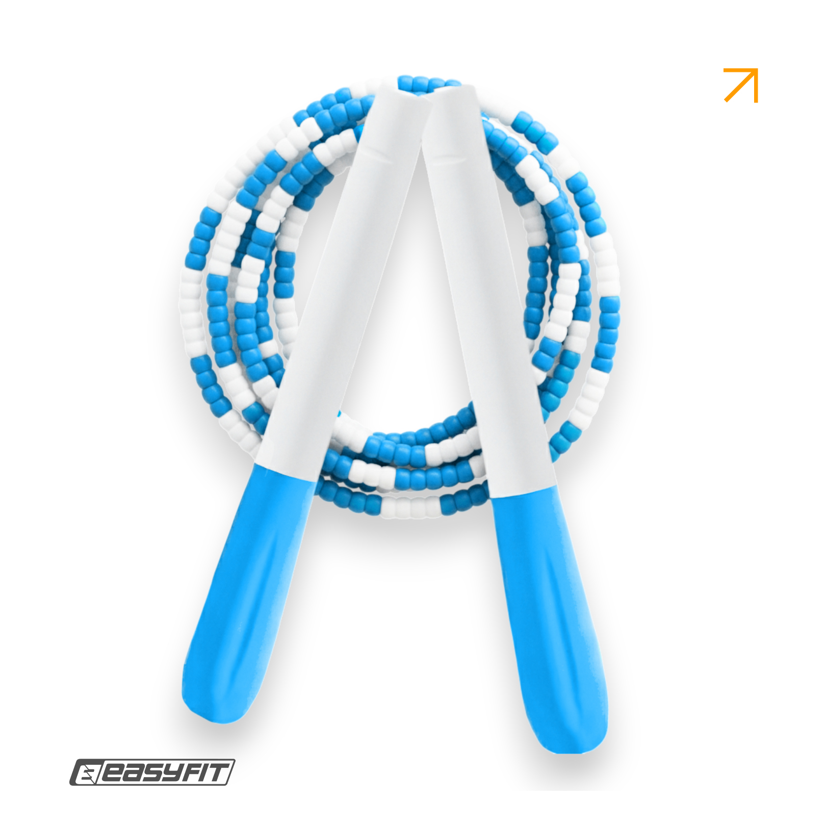 Бісерна скакалка EasyFit FreeRope 2,7 м (біло-блакитна)