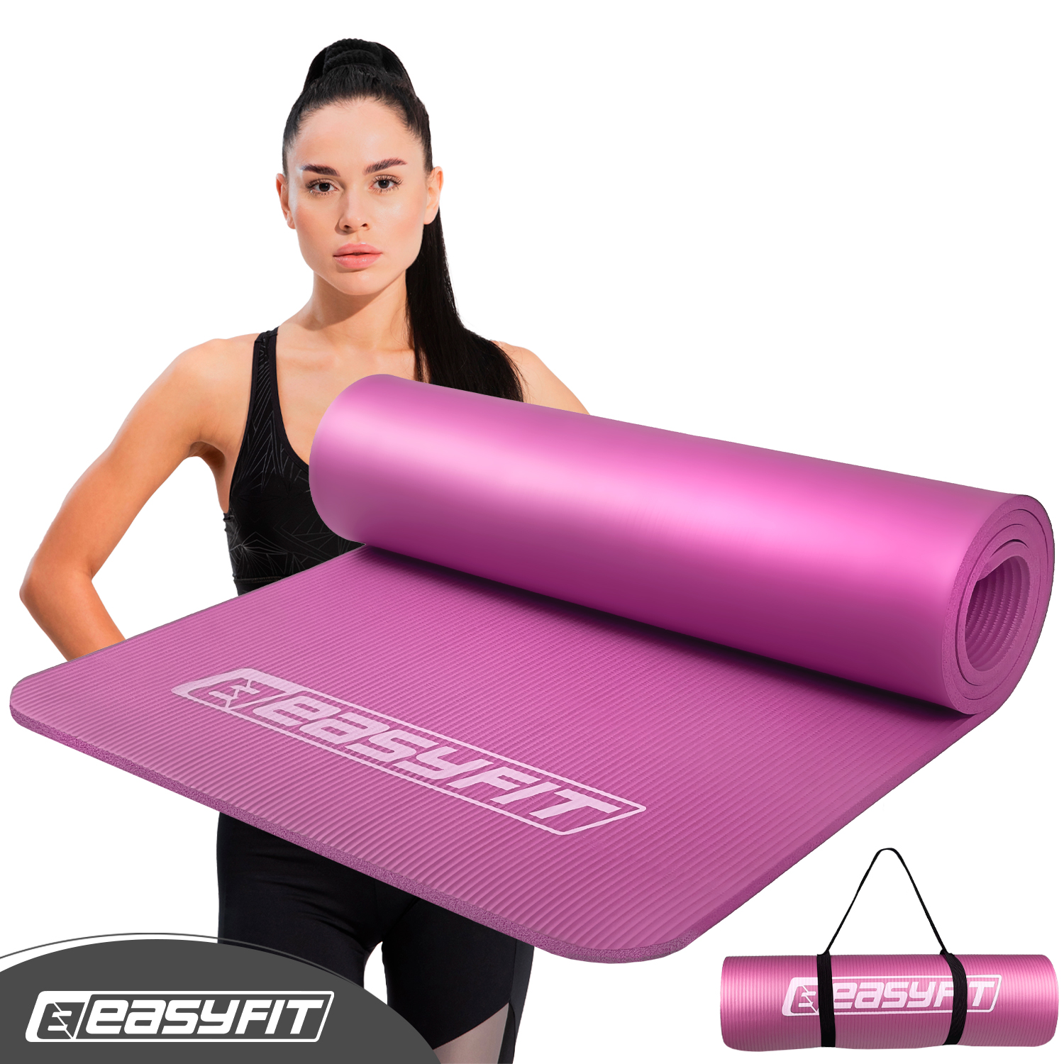 Килимок для фітнесу та йоги EasyFit NBR 10 мм Рожевий